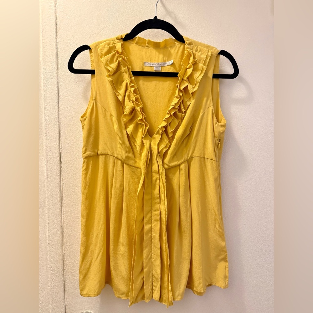 Yellow Ruffled Sleeveless Sandra Angelozzi Top